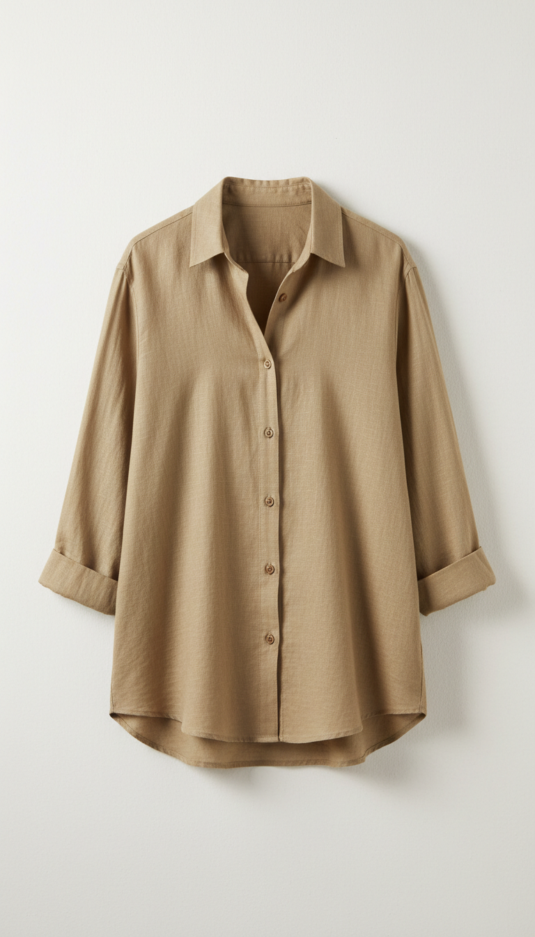 Linen Overshirt With Contrast Stitch